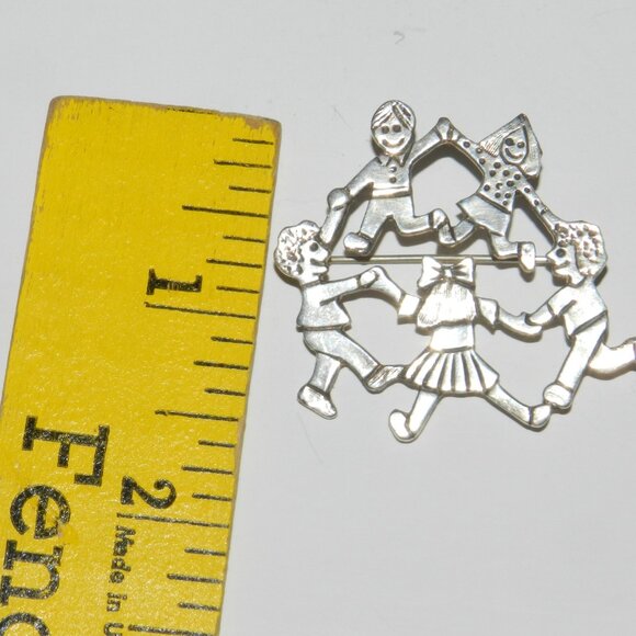 Vintage Mexico EFS Sterling Silver 925 Stamped Figural Children Brooch Pin - Picture 4 of 5